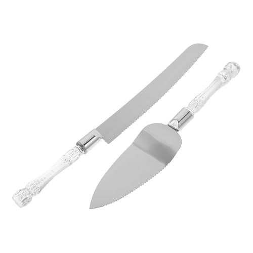 Cabilock 2pcs Stainless Steel Cake Knife and Server with Ergonomic Handle for Weddings Anniversaries Birthdays and Holiday Celebrations Elegant Box Included