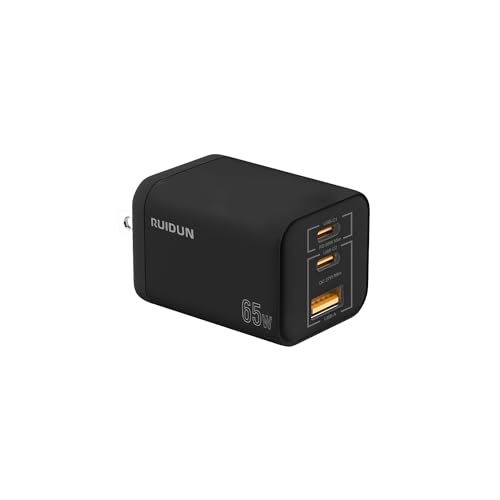 65W USB C Charger, 3 Ports USB Wall Charger, PD3.0 GaN USB C Charger for Travel, Fast Charger USB C for MacBook Pro/Air, iPad, Galaxy S24 Ultra, Dell XPS, iPhone 15 Pro and More(Black)