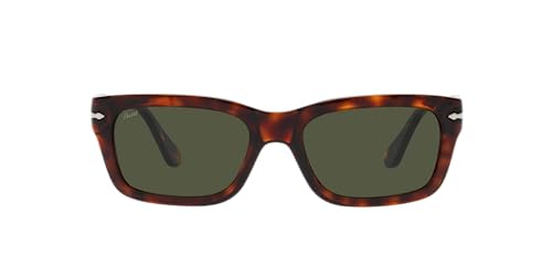 Persol PO3301S Rectangular Sunglasses, Havana/Green, 57 mm