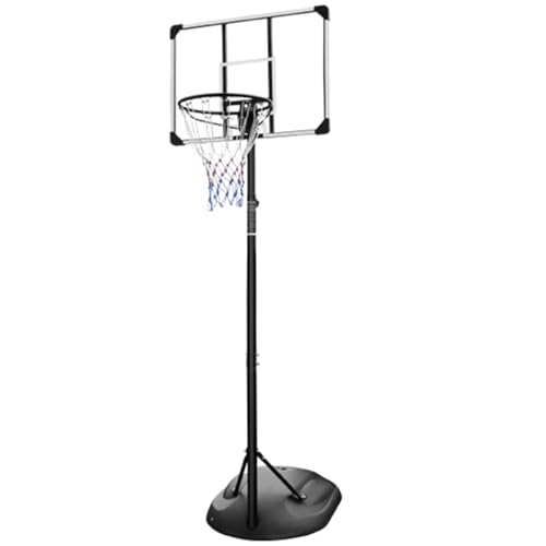 SPOFLYINN Portable Basketball Hoop System Stand with 32 Inch Backboard and Wheels 7.5ft - 9.2ft Adjustable Height for Youth Grown-ups Indoor Outdoor Basketball Goal red As Shown