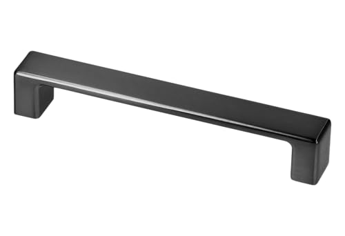 GTV Poignée de Meuble Design Moderne MODENA, Forme Géométrique, en Zamak, Entraxe 192 mm, Longueur 204 mm, pour Cuisine et Tiroir, Finition Noir Mat