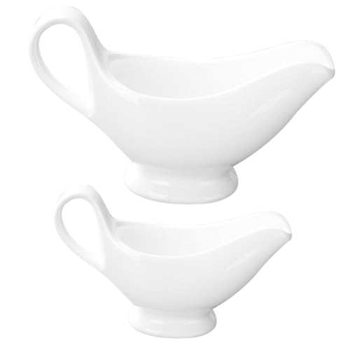 Unomor 2Pcs Ceramic Condiment Cups Multi Function Sauce Boats for Gravy Vinegar and More Elegant Table Decor for Homes Hotels and Restaurants