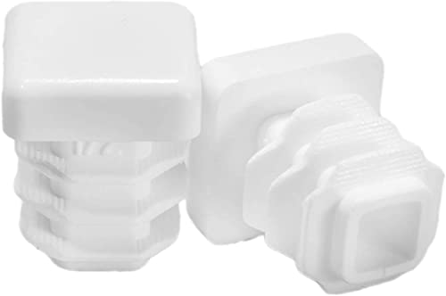 Image of Prescott Plastics 0.75 inch Inch Square Plastic Plug Insert (4 Pack), White End Cap for Metal Tubing, Fence, Glide Insert for Pipe Post, Chairs and Furniture