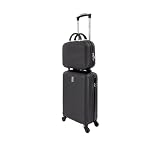 CELIMS - Juego de Maletas de Viaje 2 Piezas | Maleta Pequeña con Ruedas Removibles 45x36x20 cm + Neceser Viaje 30 cm | Equipaje de Mano + Neceser | Negro