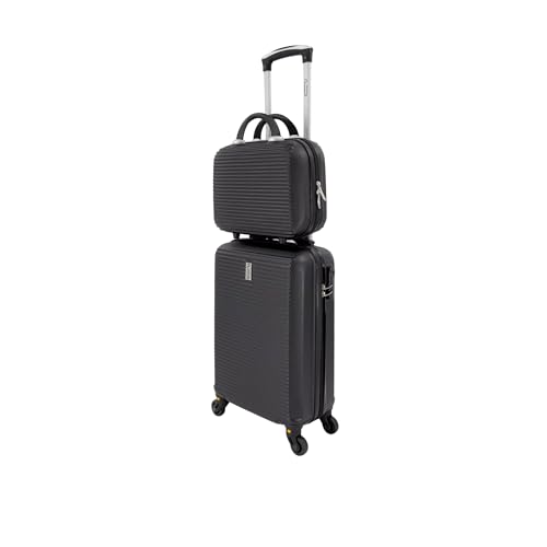 CELIMS   Juego de Maletas de Viaje 2 Piezas | Maleta Pequeña con Ruedas Removibles 45x36x20 cm + Neceser Viaje 30 cm | Equipaje de Mano + Neceser | Negro