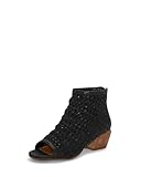 Lucky Brand Women's Mofira Woven Peep Toe Bootie Ankle Boot, Black, 7
