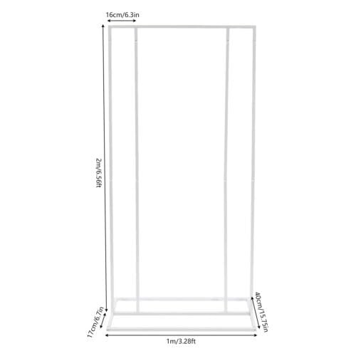 Eckig HintergrundstäNder Metall Traubogen Hochzeit Quadratischer Metallbogen Stand Hintergrund Bogen Quadratischer Metall-Hintergrundständer für Hochzeiten Geburtstagsfeiern usw 2x1M Weiß