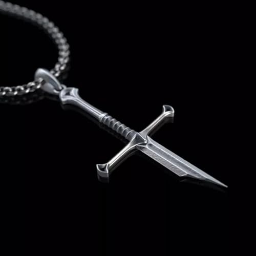 MIFYNN Gothic Broken Sword Cross Necklace Vintage Samurai Sword Pendant Necklace Punk Cross Sword Necklace Halloween Dark Gothic Jewelry Men Women2