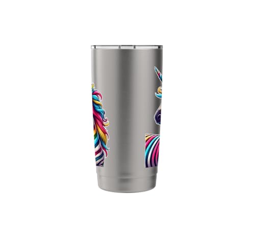 Cool Colorful Zebra Head With Unicorn Horn Safari Animal Gobelet isotherme en acier inoxydable double paroi – vue 2