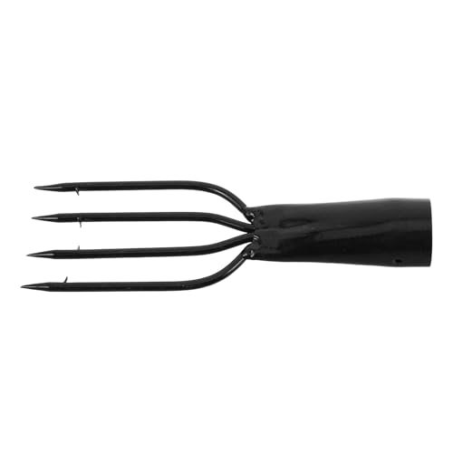 DECORNIJIA Forchetta da Pesca in Acciaio Inossidabile Nero 4 Denti con Ardiglione di Sicurezza Strumento per Cattura Pesci in Ambienti di Acqua Dolci e Salate Accessorio Professionale per