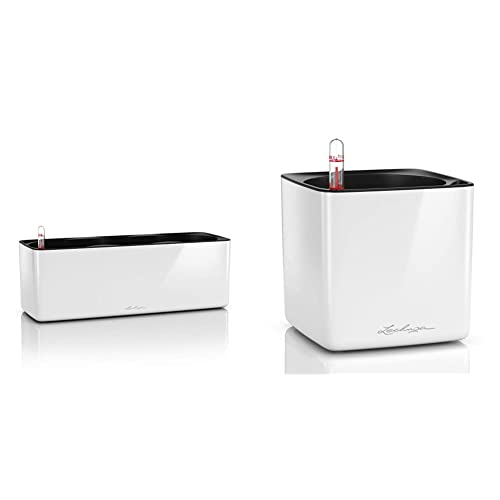 Lechuza Cube Color 14 – Set Di 2 Vasi Autoirriganti – 14x14x14 Cm – Colore Bianco – Resistente UV