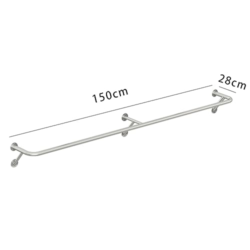 Perchero de pared de acero inoxidable resistente barra regulable de 150 cm que no se deforma 2
