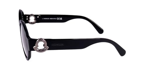 Image of Sunglasses Moncler ML 0243 Atriom 01A Shiny Blac, Gunmetal Logo /Smoke Lenses