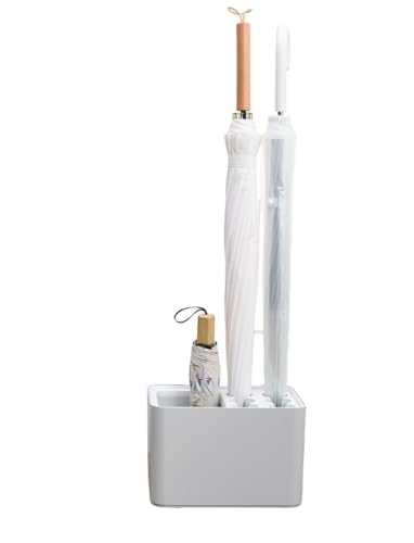 Diexgiy 大型家庭用傘収納ラック 取り外し可能な水受けトレー付き。大容量。インテリア性も安定。かわいい。 (ホワイト,9?孔+6方格)