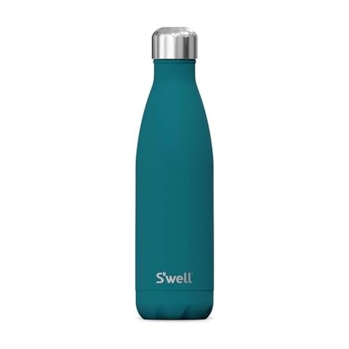 S'well Stainless Steel Water Bottle, 17oz, Peacock Blue, Triple Layered Vacuum Insulated Containers Keeps Drinks Cold for 36 Hou