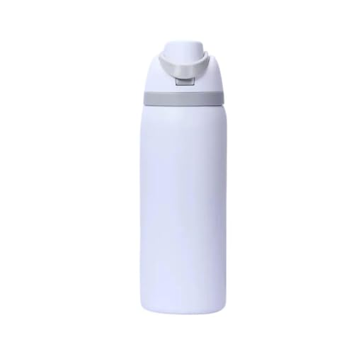 Image of LHOTSE FreeSip Gym Water Bottle with Straw & Spout | Leakproof Stainless Steel Sports Bottle for Workout, Fitness Training & Exercise Hydration (White, 960 ML)