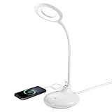 【LÁMPARA DE ESCRITORIO CON USB】 CONEXIÓN DE CARGA: Pequeña lámpara perfecta para una mesa de trabajo u ordenador en su casa que no está cerca de una toma de corriente. Cuando esté trabajando en el escritorio de su ordenador y la batería de su teléfono esté baja, la lámpara de mesa LED blanca con puerto de carga puede proporcionarle luz y cargar su teléfono.