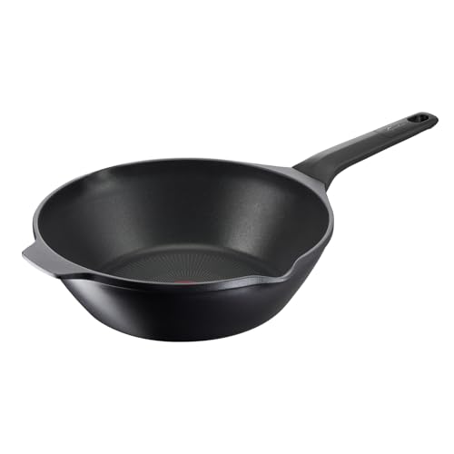 Lagostina Aroma Wok antihaftbeschichtet aus Aluminium-Druckguss Ø 28 cm, Induktions-, Gas- und Backofenpfanne mit Thermo-Signal-Bratindikator und Titanbeschichtung zum Warmhalten