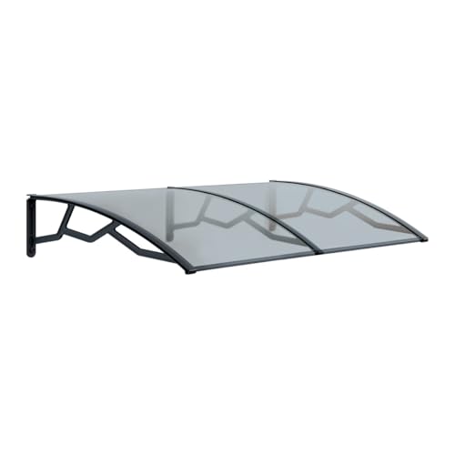 INTEC - Auvent de Porte d'Entrée et fenêtre 100 x 145 cm - Polycarbonate Anti UV Marquise Extérieure Bras Polypropylène