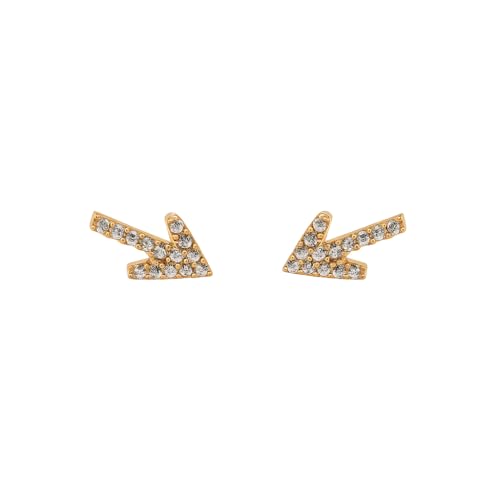 Boucles d'oreilles flèche plaqué or 3 microns 18k et oxydes de zirconium blancs