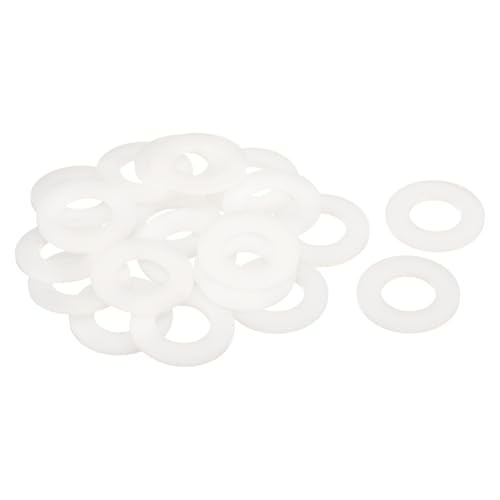 uxcell 20Pcs M22 Nylon Flat Washers 22mm ID 44mm OD 3mm Thick Plain Washer Grommets Plastic Sheet Gasket Fastener Sealing Spacer Gasket Ring, White