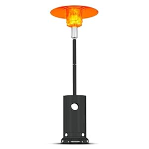 Outdoor Heater 48000 Portable Outdoor Heater With Patio Cover Propane Outdoor Heater for Patio Backyard Balcony With Wheels Double Stainless Steel Heating Gray