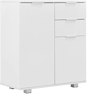 vidaXL Sideboard Buffet Bedroom Drawer Cabinet Living Room Furniture Storage Side Cabinet with Drawer High Gloss White Engineered Wood