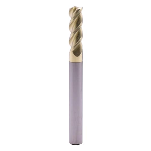 Image of 1 /4 inch 3 Flute 45 Solid Carbide Square End Mill for Aluminum, ZrN Coated | 45 Helix, 1 /4 inch Cutting Dia, 1 /4 inch Shank Dia, 3 /4 inch Length of Cut, 2-1 /2 inch Overall Length, for Milling Aluminum and Copper