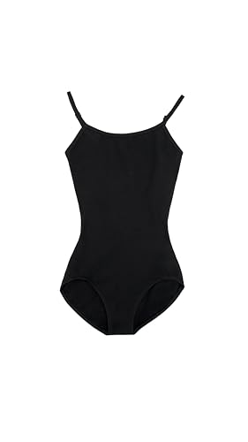 Capezio Women's Adjustable Straps Camisole Leotard – Comfortable Scoop Neck Design for Gymnastics, Moderate V-Back, Flexible Fit, Black, Small