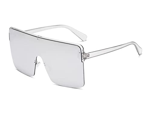 Image of W&Y YING Oversized Flat Top Shield Sunglasses for Men and Women Semi-Rimless Stylish Oversized One Piece Sport Glasses