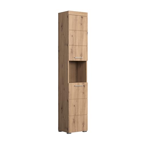 trendteam smart living - Amanda - Hochschrank - Eiche - Badezimmerschrank mit 2 höhenverstellbaren Einlegeböden - (BxHxT) 37 x 190 x 31 cm - Türen Links und rechts montierbar - Kratzfest trendteam smart living - Amanda - Hochschrank - Eiche - Badezimmerschrank mit 2 höhenverstellbaren Einlegeböden - (BxHxT) 37 x 190 x 31 cm - Türen Links und rechts montierbar - Kratzfest