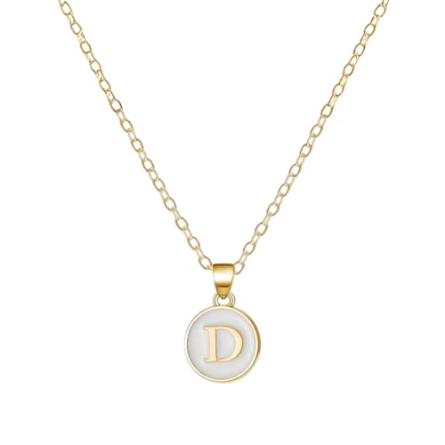 Image of Giftana Alphabet Locket with Chain, White Enamel Letter A-Z Pendant Necklace for Girls, Personalized Initial Name Gold Plated Pendant Necklace Gift for Girlfriend, Valentines Day Gifts for Woman