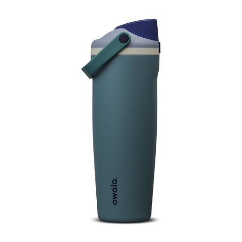 Image of Owala FreeSip Sway Insulated Stainless Steel Water Bottle with Two-Way Spout, Built-In Straw and Bucket Handle, Made for Travel, School, and Sports, 30oz, BPA Free, Leak Proof, Denim