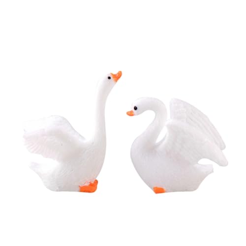 Toyvian Figurines de Cygnes Blancs en Résine 2pcs, Décoration Miniature Créative pour Micro-Paysage, Adaptée pour Terrariums et Décoration Intérieure Style Aléatoire