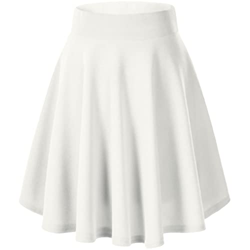 Oniissy Mini jupe patineuse plissée taille haute unie évasée décontractée pour femme - Jupe de tennis - Jupe d'école S à XXL Cover