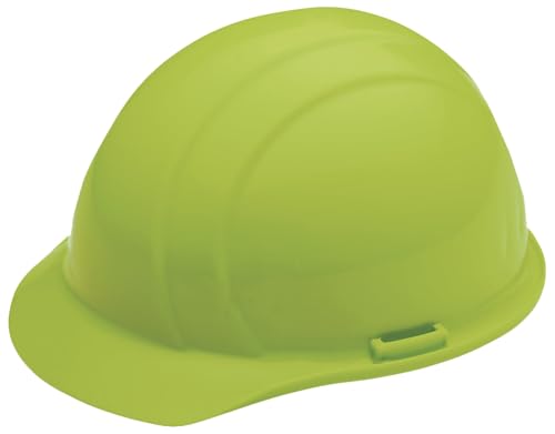 ERB SAFETY 19760 Hard Hat, Front Brim, Lime, 4-pt.Slide-Lock, Flourescent Lime, Medium