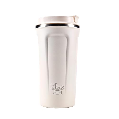 Irisana - Termo de Café - 450 ml - Blanco - 9,5 x 9,5 x 18 cm - Acero Inoxidable 304 - Taza Original para Regalar - Vaso para Llevar Bebidas Calientes