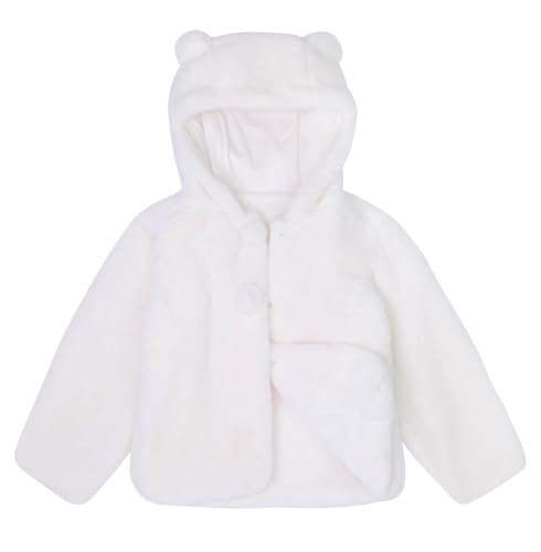 SOLOCOTE Abrigo peluche niña pequeña Chaqueta ligera niños capucha suave Adorable otoño invierno Blanco 110