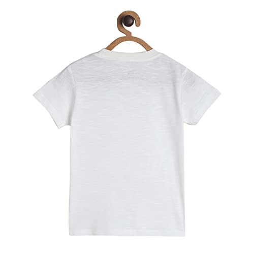 Image of miniklub Boys White & Pink Typography Printed T-Shirt