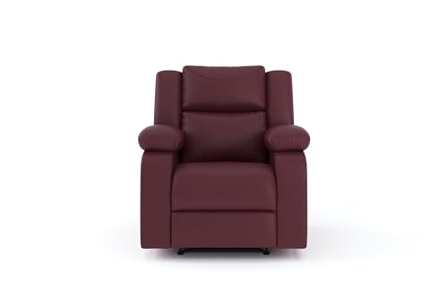 Image of Amazon Brand - Solimo AeroEase Velvet Fabric | Single Seater Sofa Recliner | Manual Recliner (Leatherette Maroon)