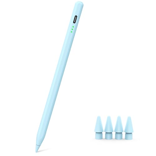 Stylet pour iPad (2018-2025) Charge Rapide, rejet de la Paume et sensibilité à l'inclinaison, Compatible avec iPad Pro 12,9 Pouces (M4/M3/M2), Air 7/6/5/4/3, 6e/10e génération et Mini 5/6/7-Bleu