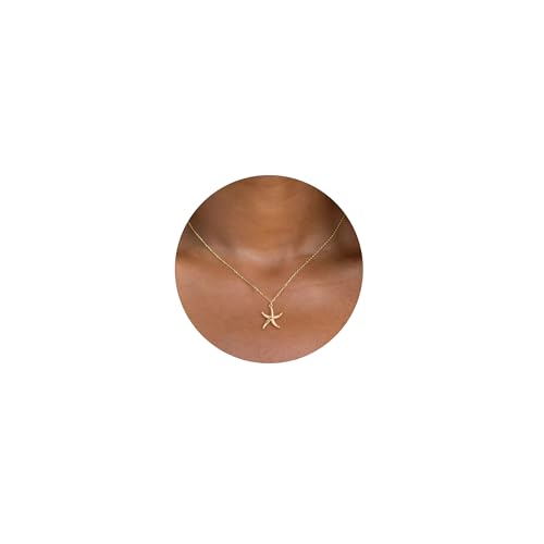 HANLI 14K Gold Plated Starfish Necklace for Women - Dainty Gold Jewelry for Women