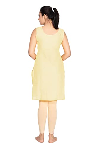 Image of Women's Cotton Long Camisole for Kurti /Suit Slip /Long Inner /Samij for Women Sameej /Knee Length Inner Wear /Sameez /Kurti Slip /Round Neck /Invisible