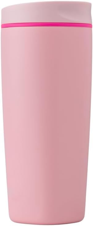 Image of EasySip Slider Insulated Stainless Steel Coffee Tumbler, Reusable Hot & Iced Coffee Travel Mug, Leak-Proof BPA-Free Cup (Pink, 20 oz)