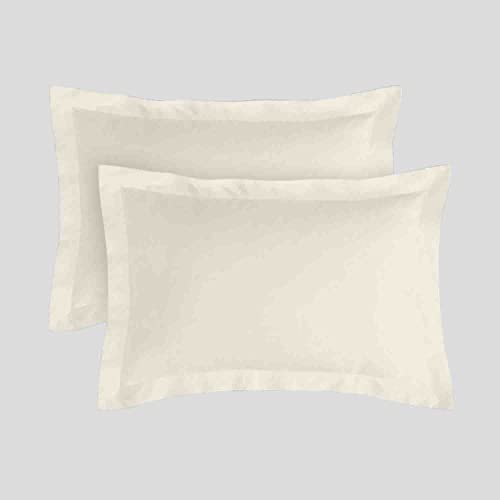 Envelope Closure Oxford Pillow Cases 2 Pack- 50 x 75 Hotel Quality Egyptian Cotton Pillow Cases- Luxury Bedding Soft Pillow Covers- Cream