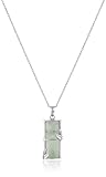 Rhodium-Plated Sterling Silver Green Jade Bamboo Pendant Necklace
