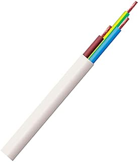Merriway BH01455 3-Core Round Flex Cable, 2183Y 0.75mm White, 5 Metres (16.5 feet)