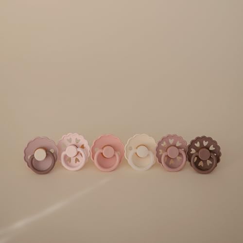 Image of FRIGG Natural Rubber Baby Pacifier 6-Pack Blooming Love | Made in Denmark | BPA-Free (6-18 Months)