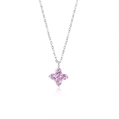 Collier pendentif or blanc 18k et quartz rose 0.55 carat luxe