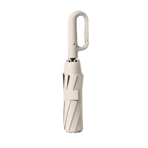 Automatic Travel Umbrella for Rain & Sun - Smart 3-Folding Small Umbrella with UPF 50+ UV Protection - Windproof Fiber Ribs - Compact Travel Umbrella - 130cm - مظلة مطر & مظلات شمس & مظله (Beige)